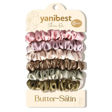 Skinny Butter Satin Hair Scrunchies 6 in 1 - Rosy Woodland Trio