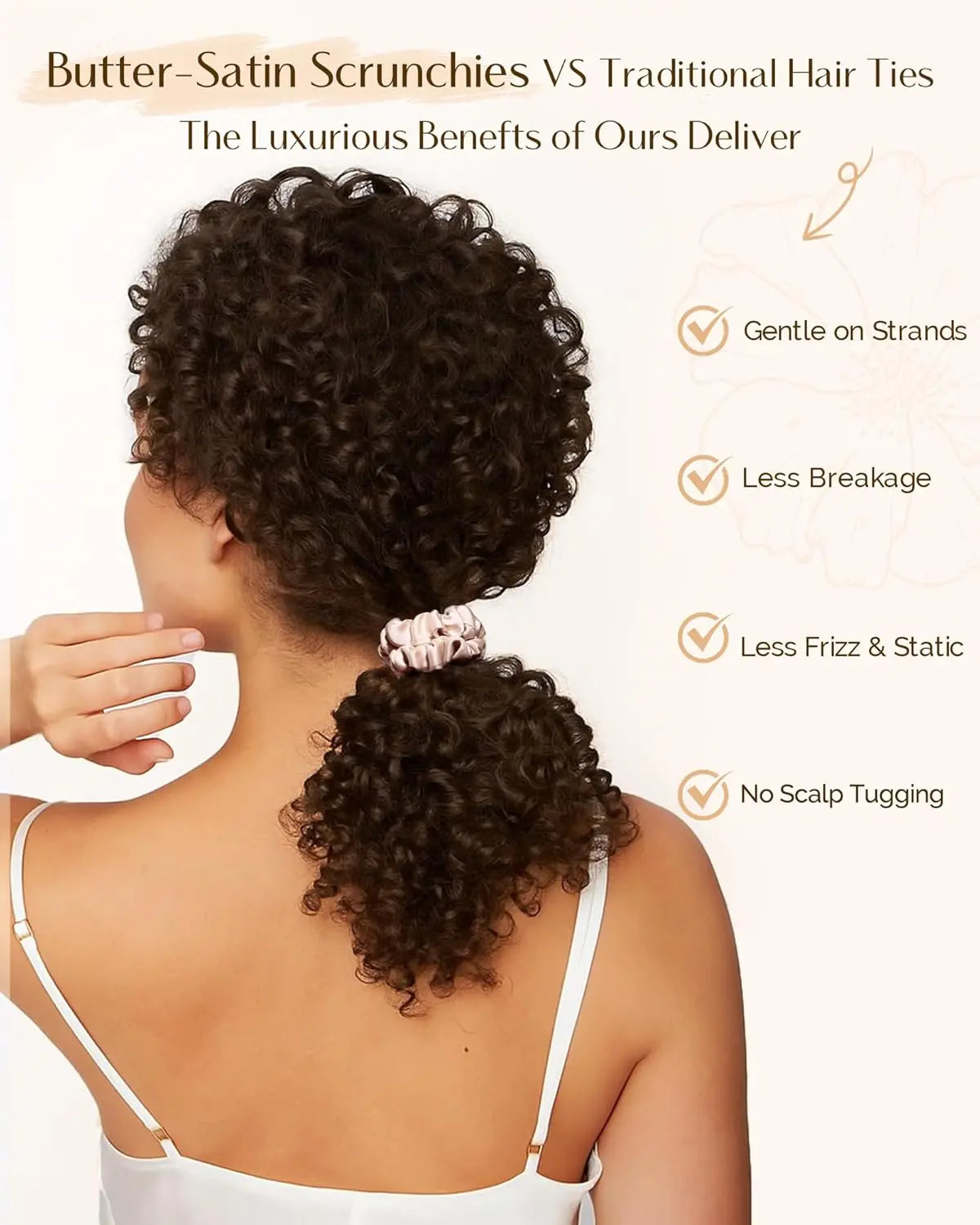 Skinny Butter Satin Hair Scrunchies 6 in 1 - Rosy Woodland Trio YANIBEST