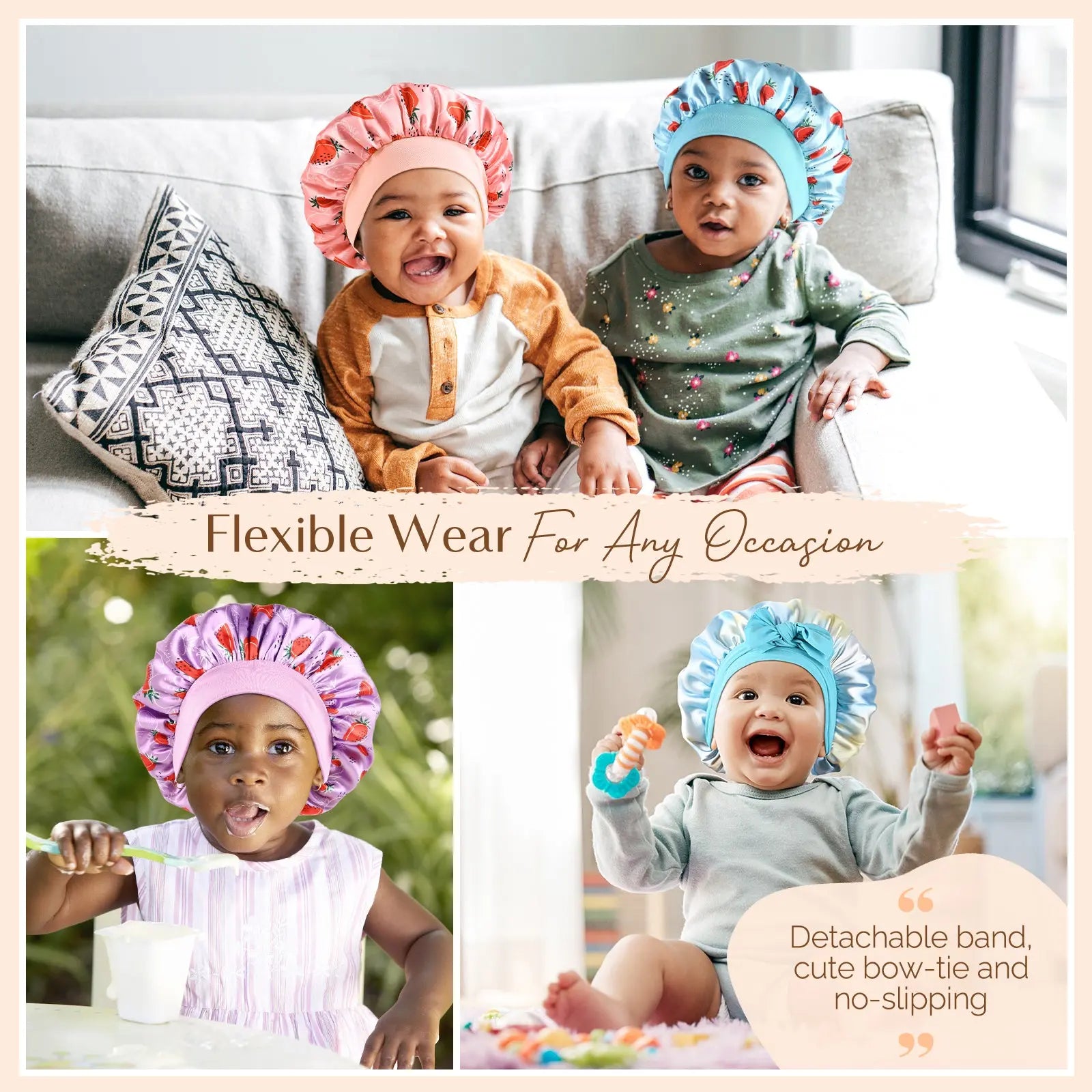 Super Baby Double Layer Butter Satin Bonnet 2 in 1 Set YANIBEST