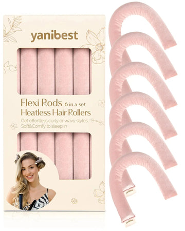 Velvet Heatless Flexi Hair Rollers 6 in 1 Set - Pink
