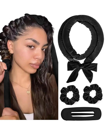 Velvet Heatless Hair Curler Band - Black
