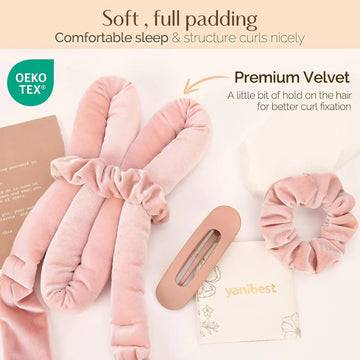 Velvet Heatless Hair Curler Band - Blush Pink