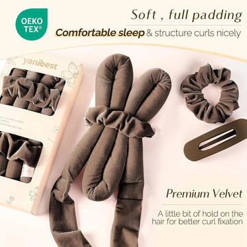 Velvet Heatless Hair Curler Band - Brown