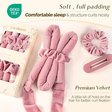 Velvet Heatless Hair Curler Band - Rose Pink