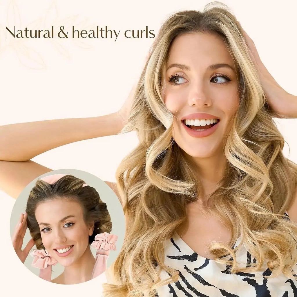 Velvet Heatless Hair Curler Band - Blush Pink YANIBEST