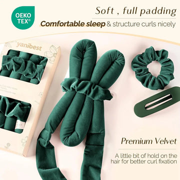 Velvet Heatless Hair Curler Band - Vintage Green