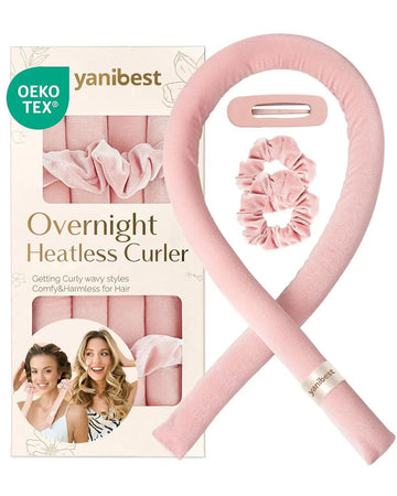 Velvet Heatless Hair Curler Rods - Blush Pink