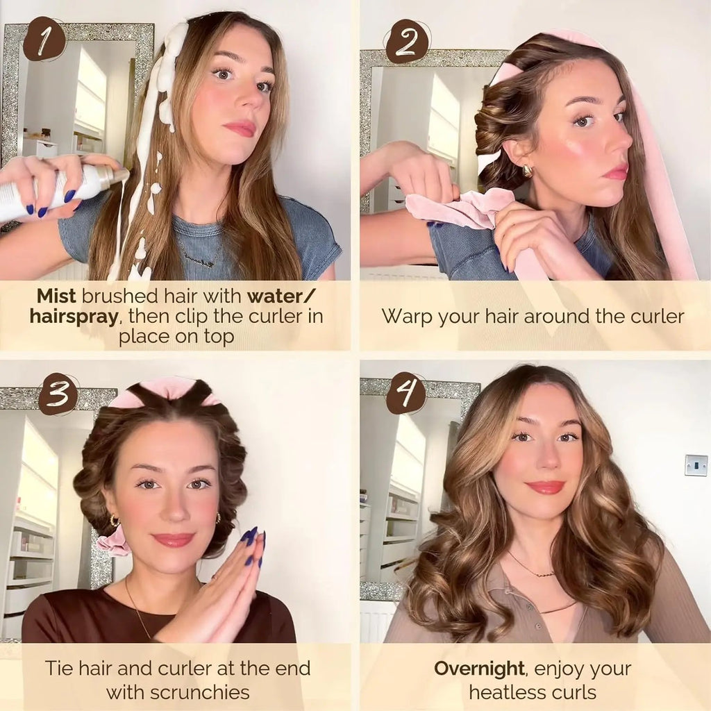 Velvet Heatless Hair Curler Rods - Blush Pink YANIBEST