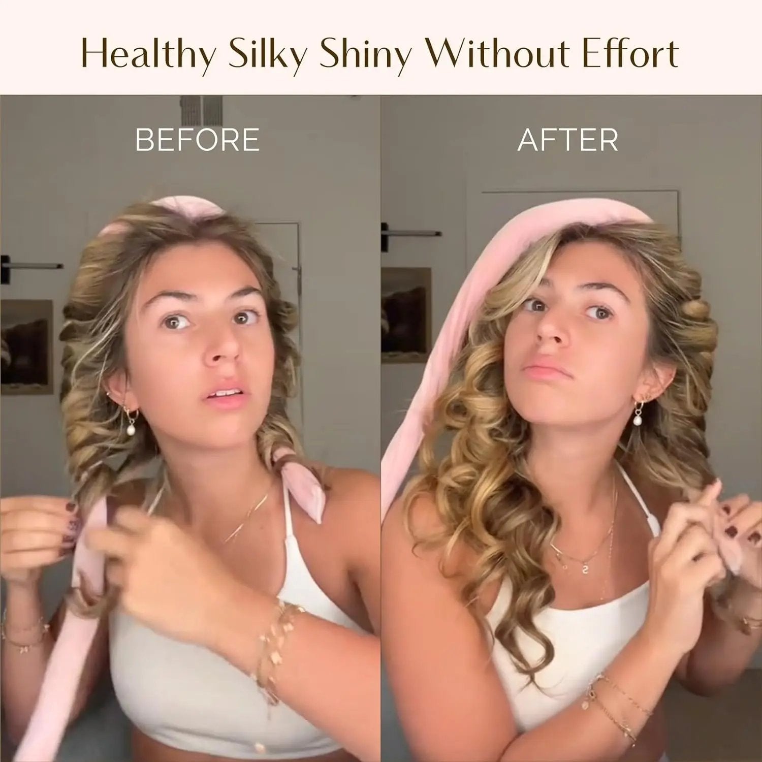 Velvet Heatless Hair Curler Rods - Blush Pink YANIBEST