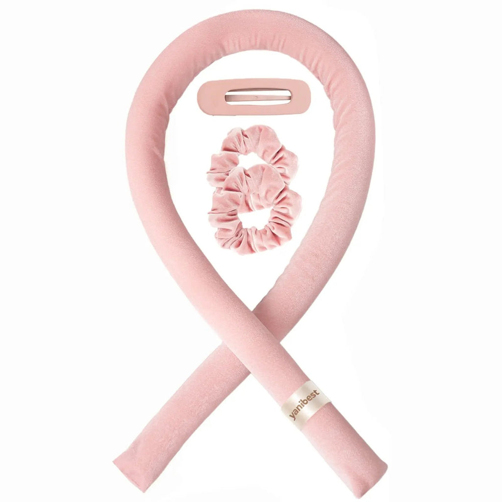 Velvet Heatless Hair Curler Rods - Blush Pink YANIBEST