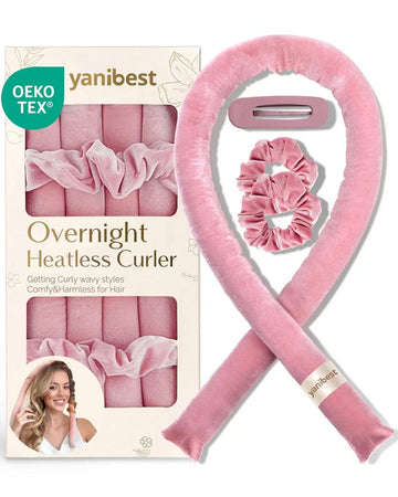 Velvet Heatless Hair Curler Rods - Rose Pink