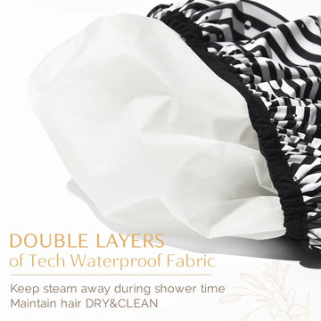 Double Layer Waterproof Shower Cap - Stripes