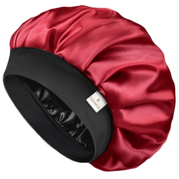 Silk Butter Satin Bonnet Wide Band - Wine red