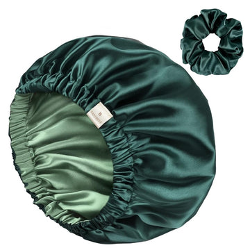 Silk Butter Satin Bonnet Adjustable Elastic - Green