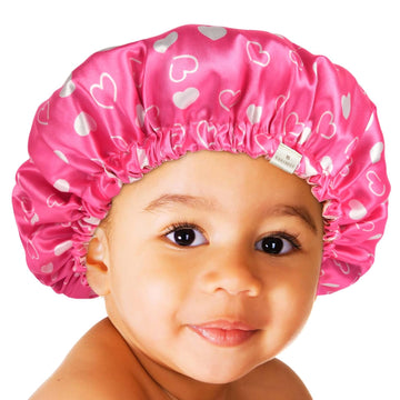 Baby Silk Satin Bonnet Adjustable - Pink Herat