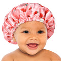 Baby Silk Satin Bonnet Adjustable -  Red Strawberry