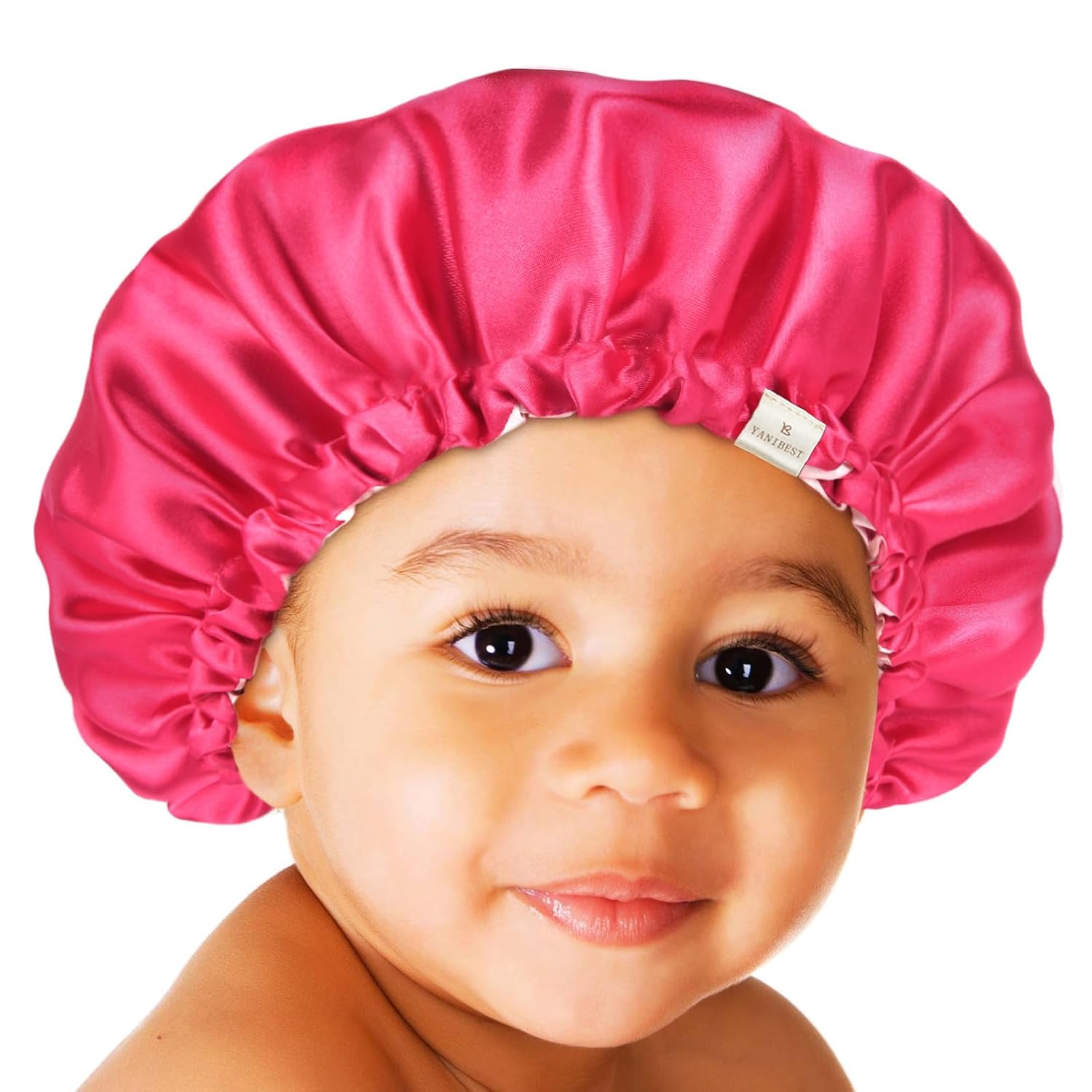 Baby Silk Satin Bonnet Adjustable - Hot Pink