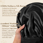 22 MOMME 6A Mulberry Silk Bonnet with Tie Band - Black