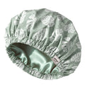 YANIBEST fresh green butter-satin lined waterproof shower cap fully opened view
