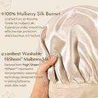 22 MOMME 6A Mulberry Silk Bonnet with Tie Band - Champagne