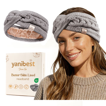 Satin Lined Headbands for Winter - Gray