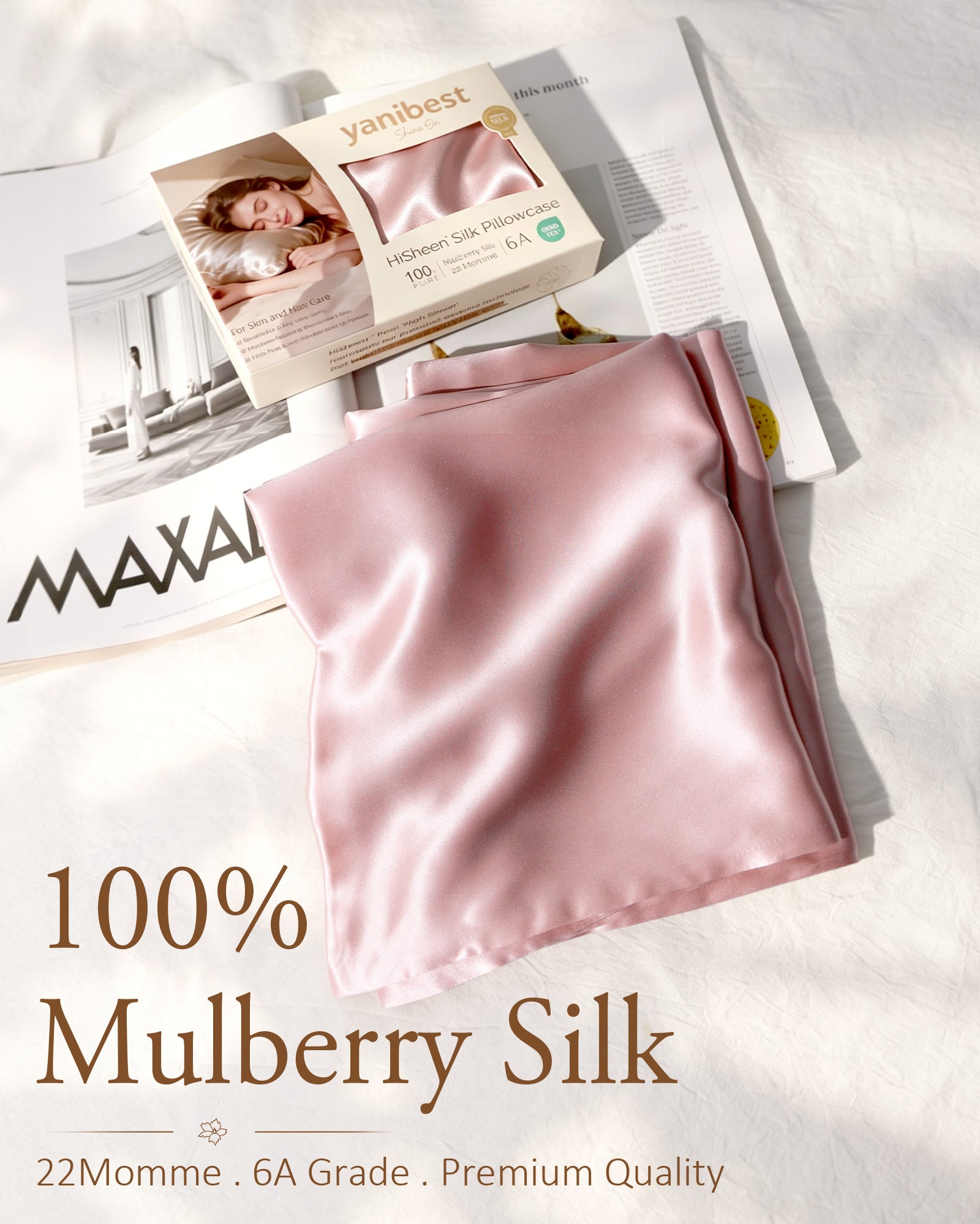 Mulberry Silk 22 MOMME Luxury Pillowcase | Rose Pink