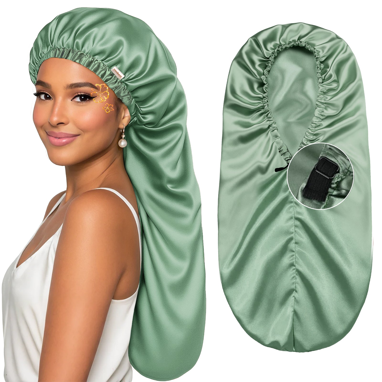 Silk Butter Satin Bonnet For Braids - Jade Green