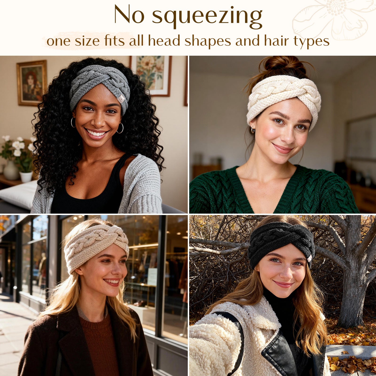 Satin Lined Headbands for Winter - Gray