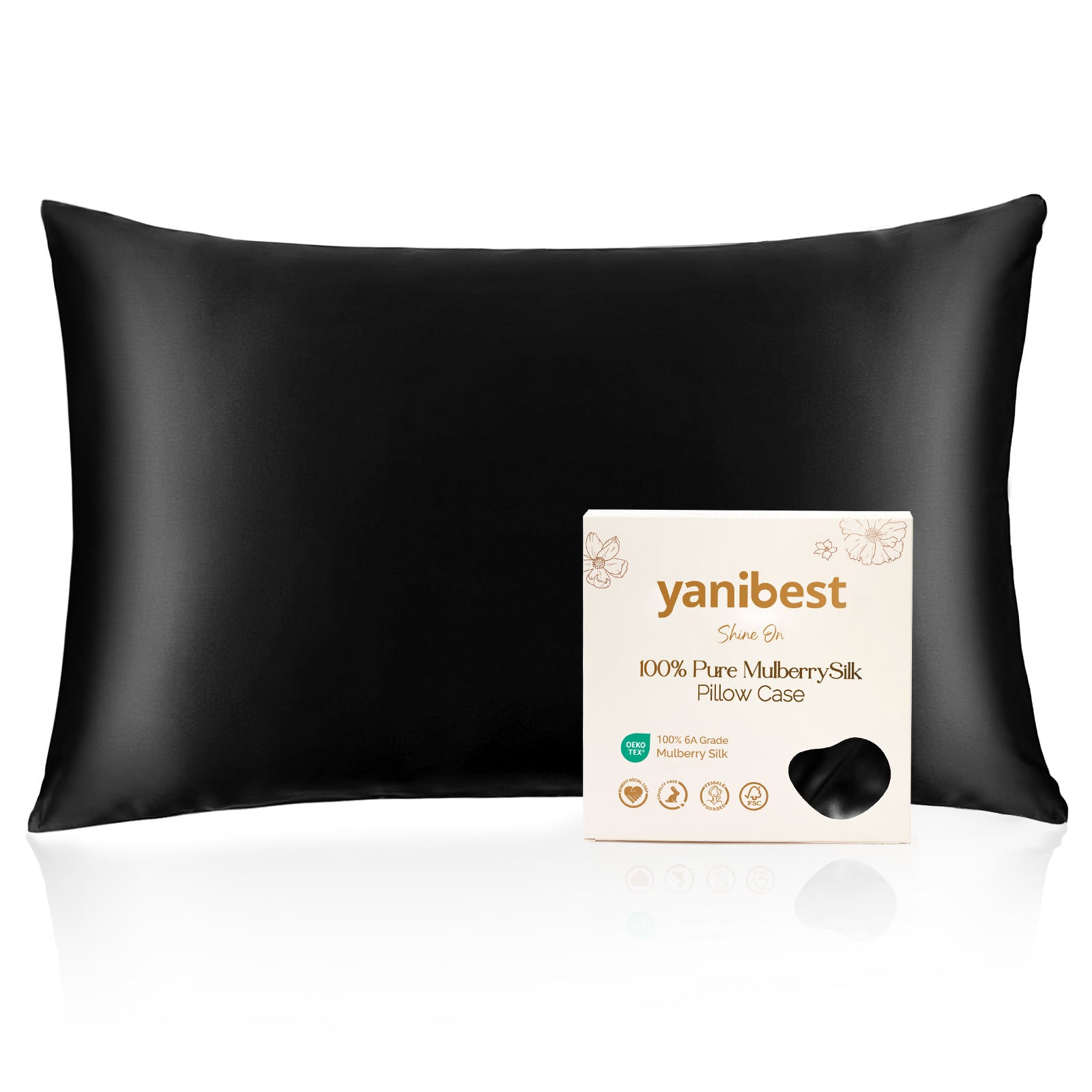 Mulberry Silk 22 MOMME Luxury Pillowcase | Black