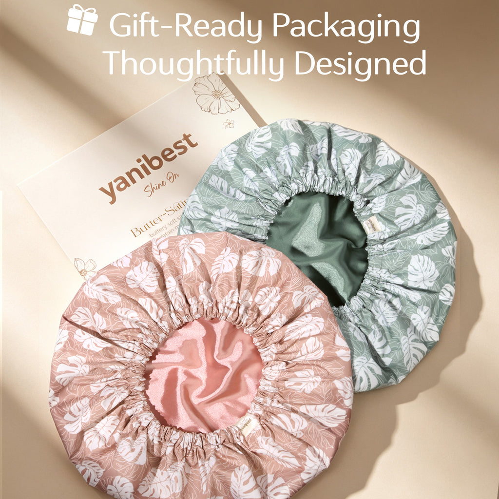 YANIBEST luxury reusable shower cap used in daily hair care and wash day routine to maintain smooth, frizz-free hair.