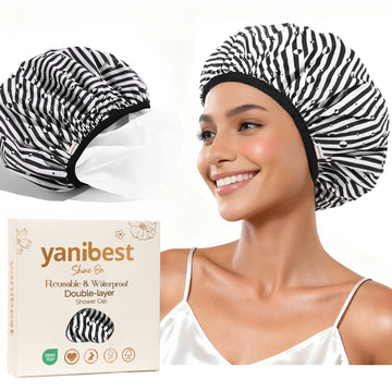 Double Layer Waterproof Shower Cap - Stripes
