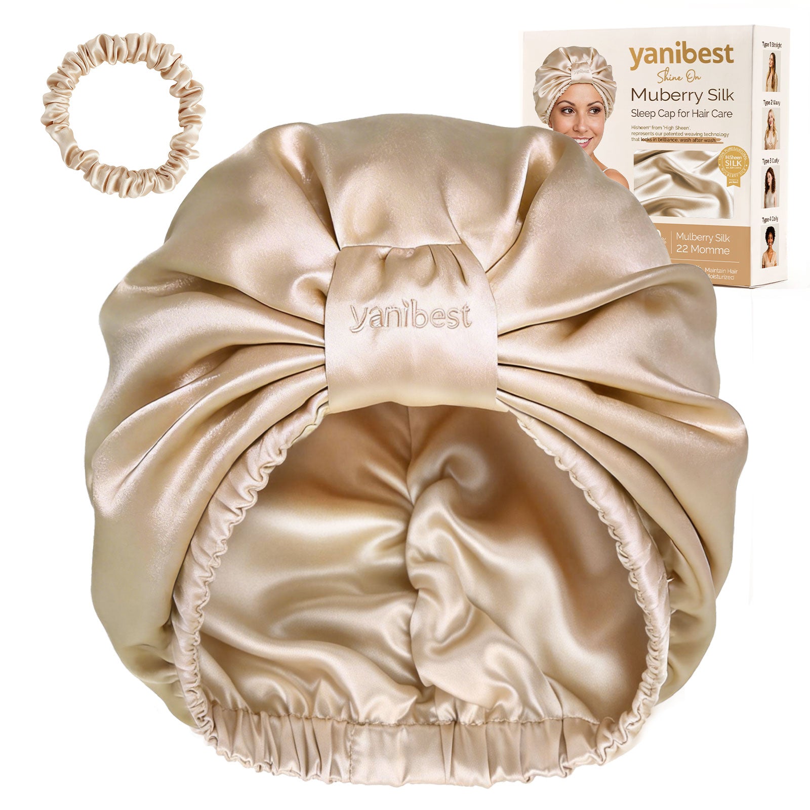 Mulberry Silk Bonnet 22 MOMME Classic Turban - Champagne