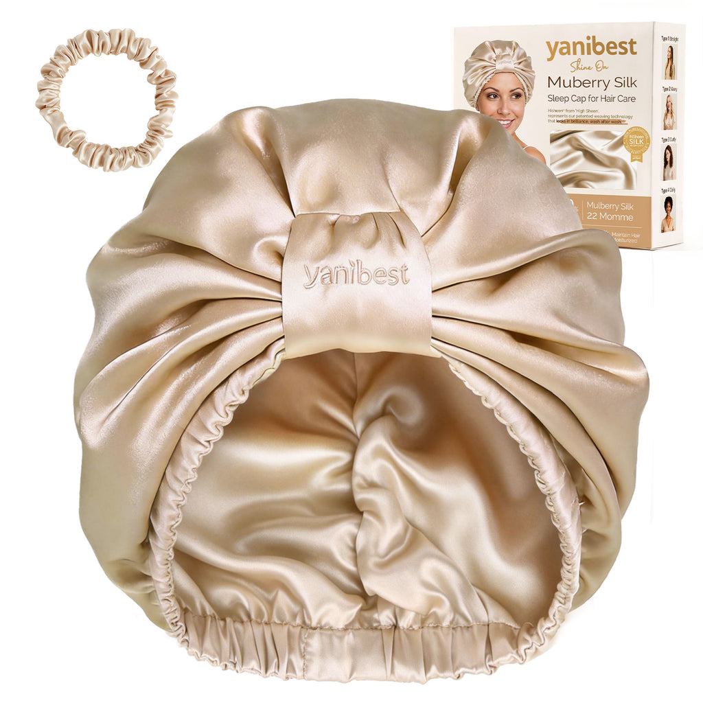 Mulberry Silk Bonnet 22 MOMME Classic Turban - Champagne