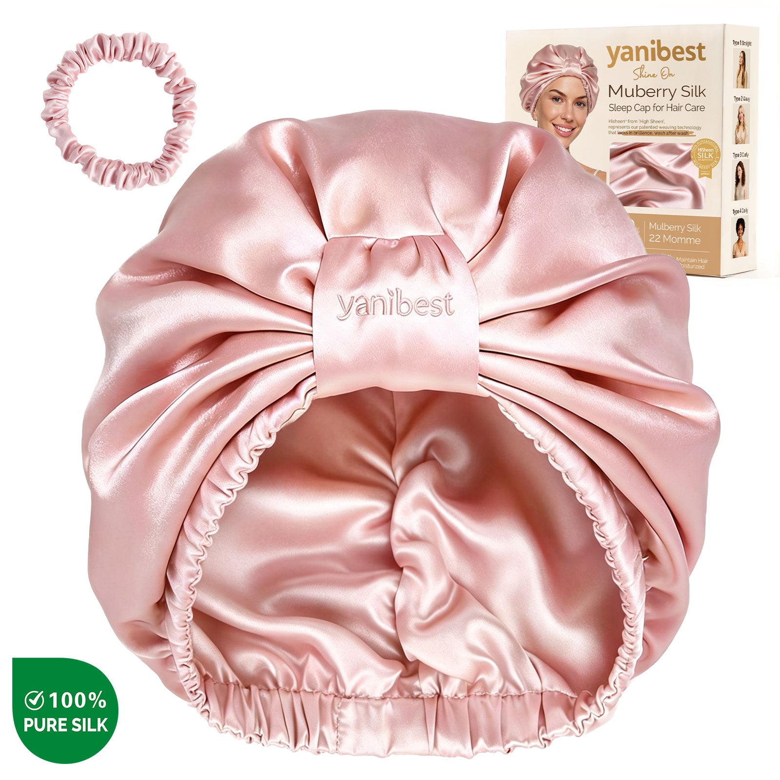 Mulberry Silk Bonnet 22 MOMME Classic Turban - Pink