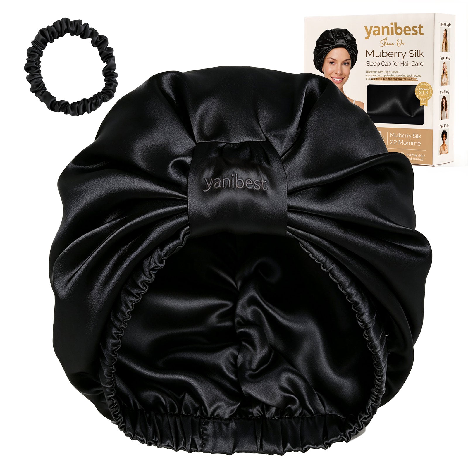 Mulberry Silk Bonnet 22 MOMME Classic Turban - Black