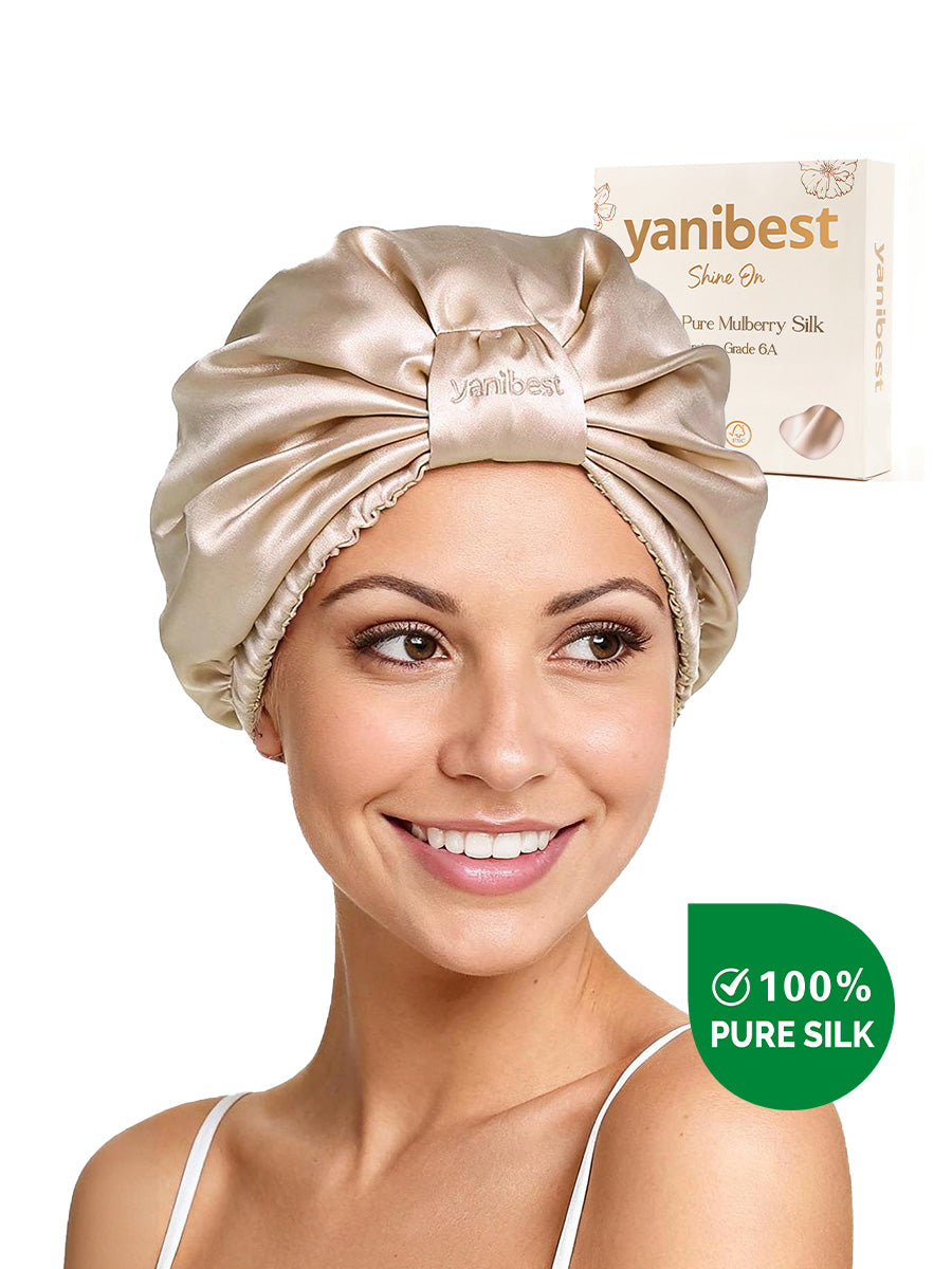 Mulberry Silk Bonnet 22 MOMME Classic Turban - Champagne
