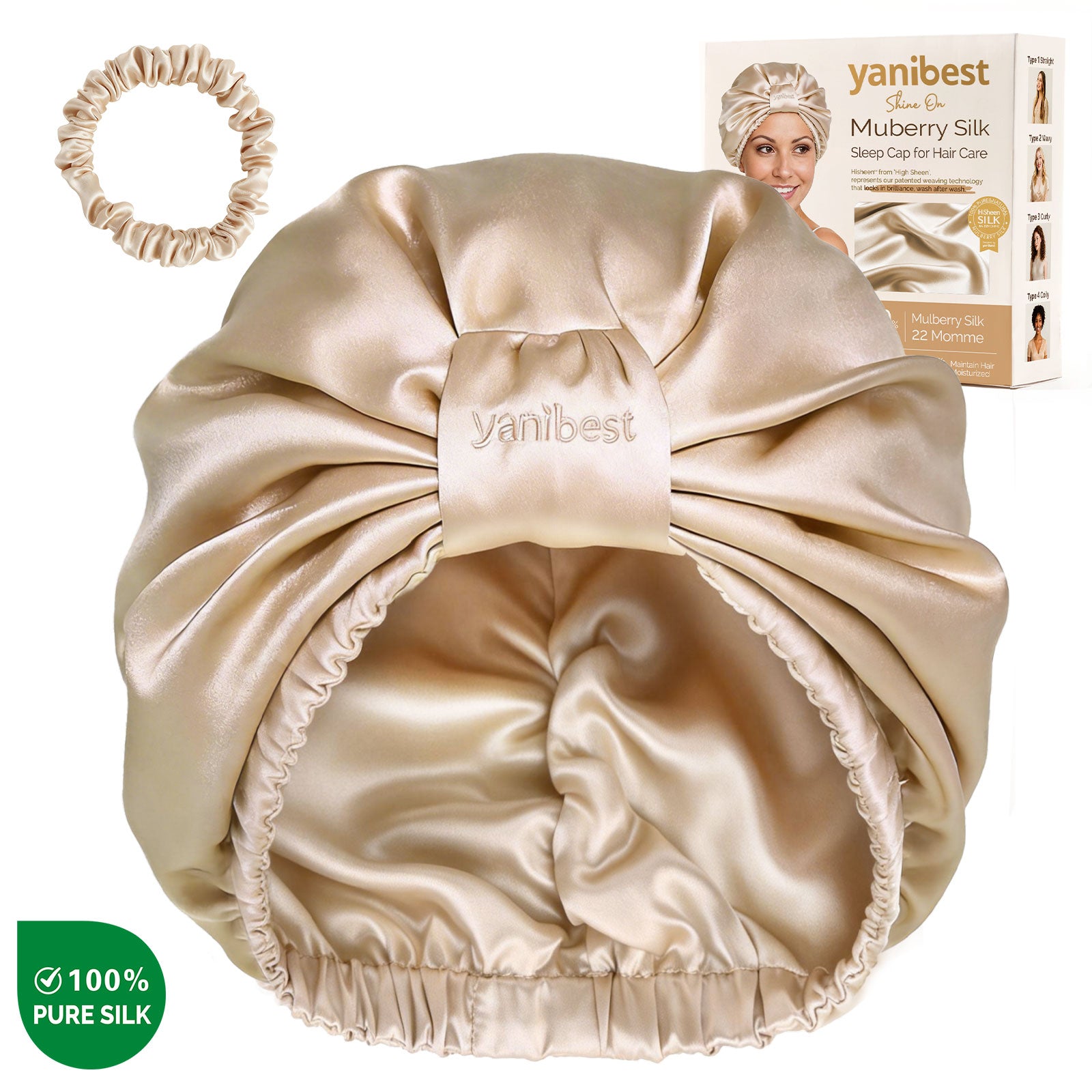 Mulberry Silk Bonnet 22 MOMME Classic Turban - Champagne