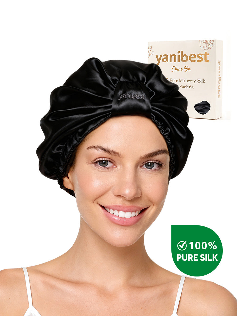 Mulberry Silk Bonnet 22 MOMME Classic Turban - Black