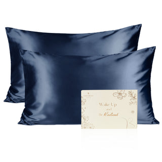 YANIBEST Butter Satin Pillowcases 2 Pack Set Pillow Covers| Ocean Blue