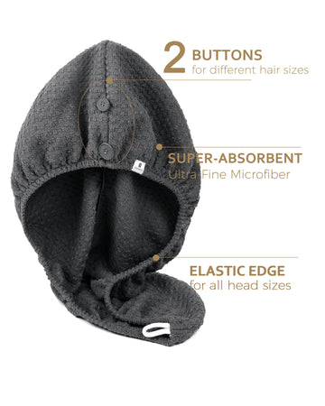 Mircrofiber Hair Towel Turban 2 in 1 - Gray
