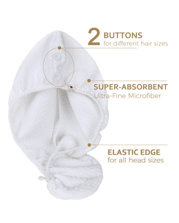 Mircrofiber Hair Towel Turban 2 in 1 - White