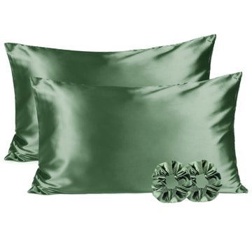 Butter Satin Pillowcases 2 Pack Set| Sage Green