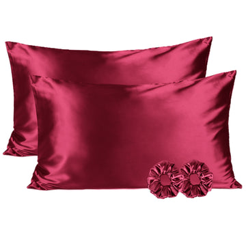 Butter Satin Pillowcases 2 Pack Set| Luxury Red