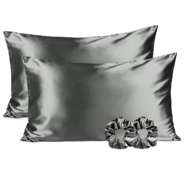 Butter Satin Pillowcases 2 Pack Set| Modern Gray