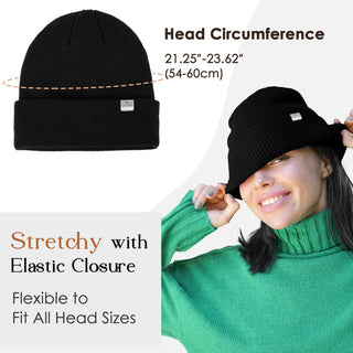 Butter Satin Lined Knit Skull Beanie - Black Black