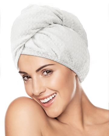 Mircrofiber Hair Towel Turban 2 in 1 - White