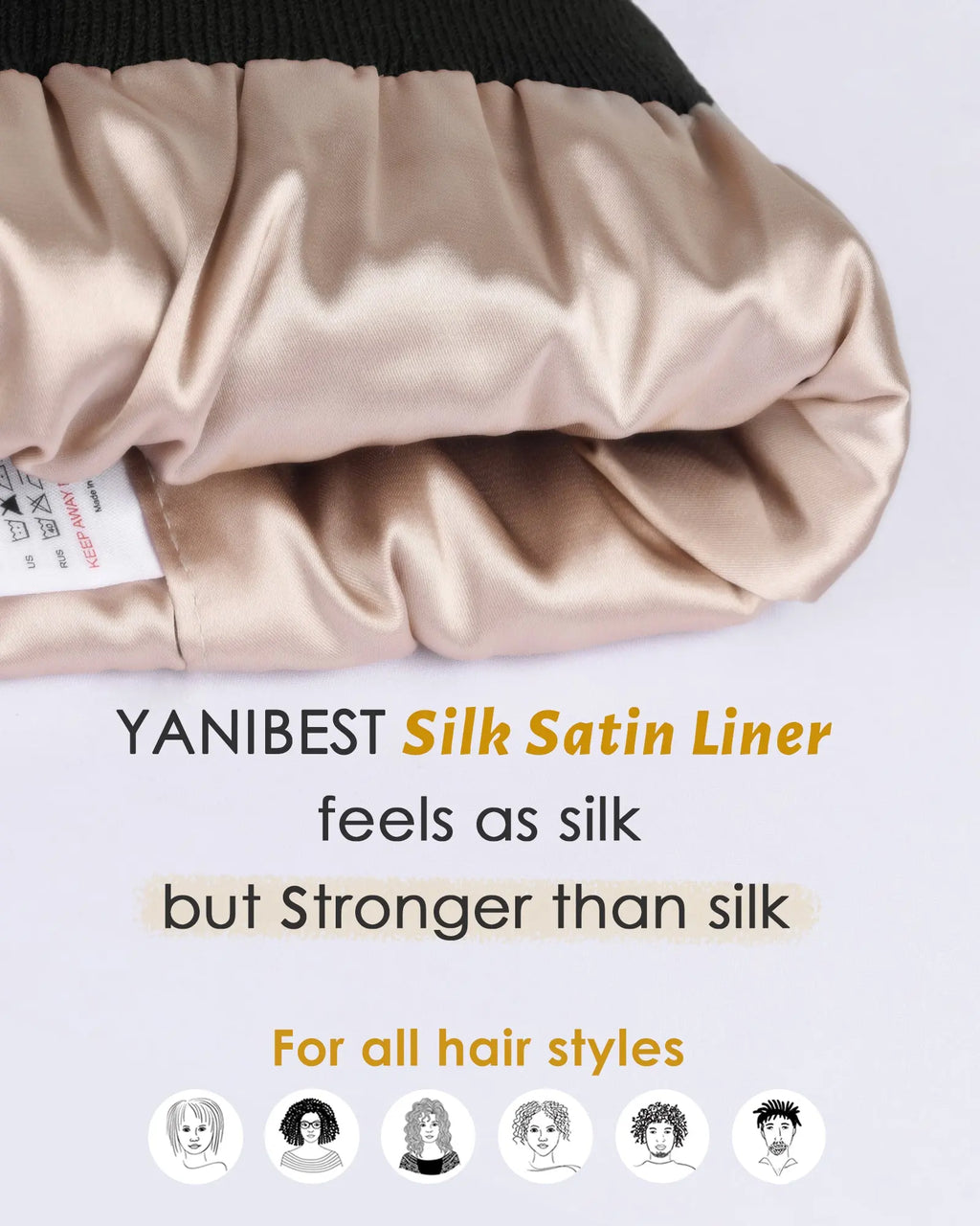 Butter-Satin Lined Winter Beanie Hat| Black Black YANIBEST