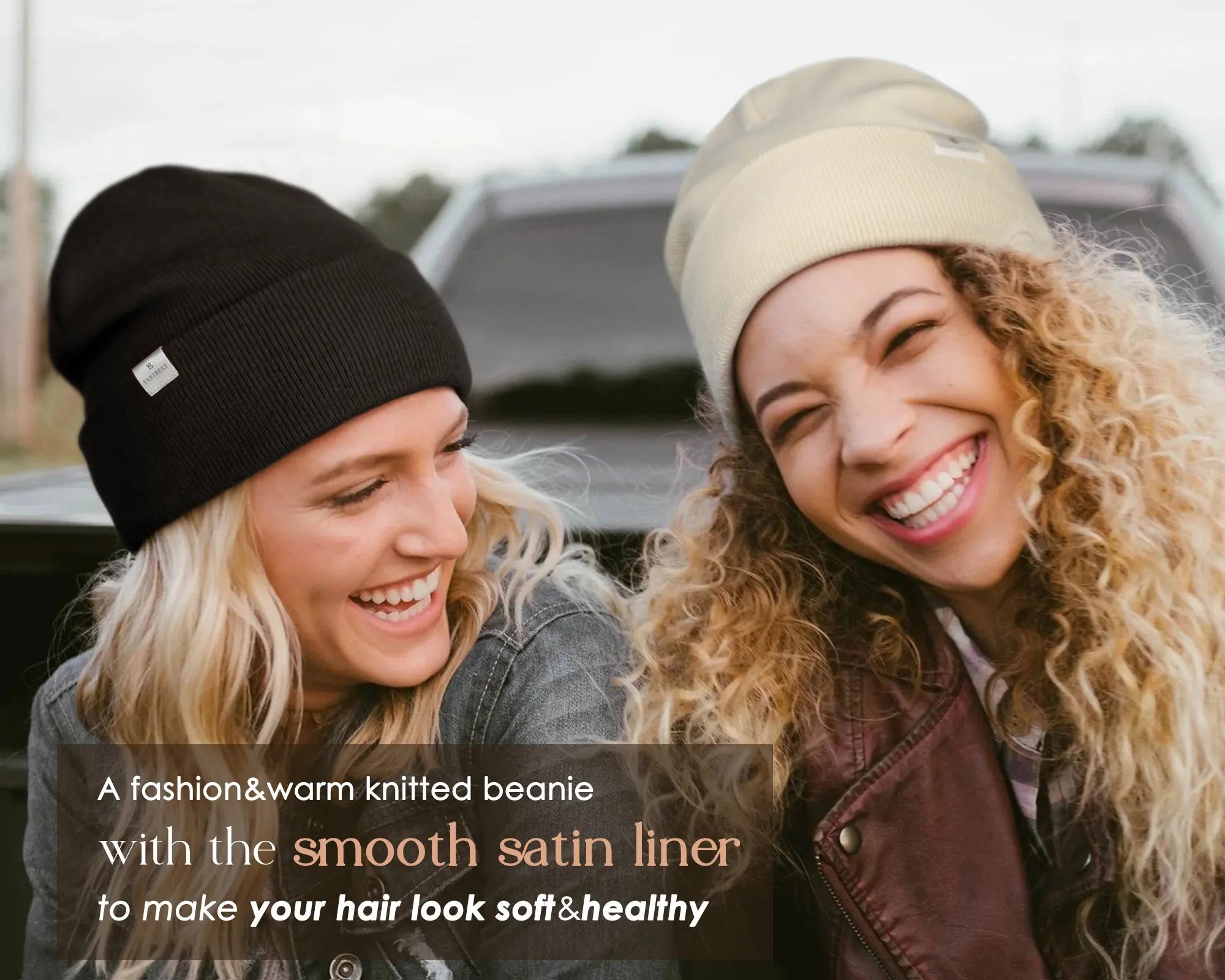 Butter-Satin Lined Winter Beanie Hat| Black Black YANIBEST