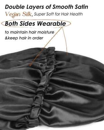 Butter Satin Bonnet For Braids - Black