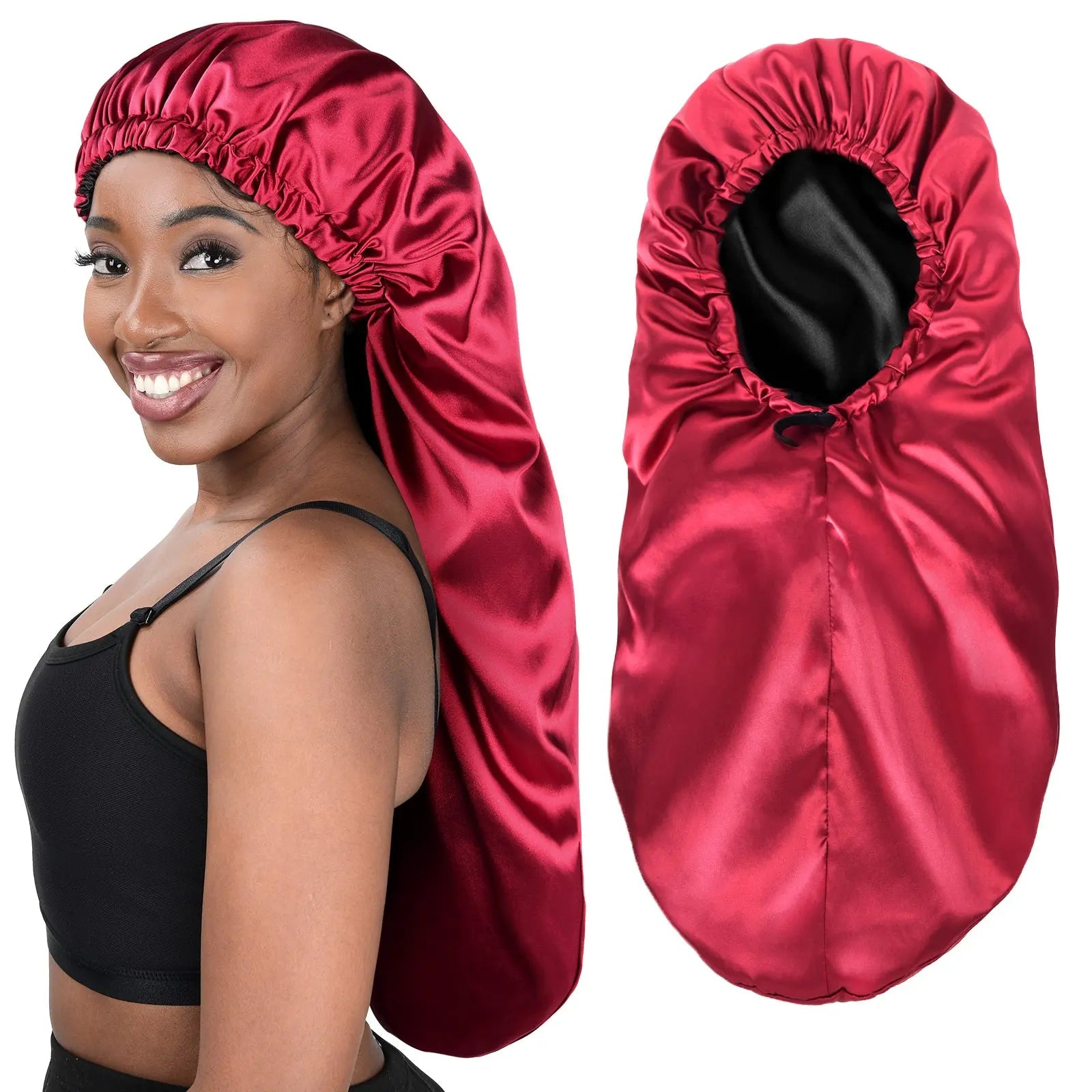 Long Tail Satin Bonnet| Burgundy Red YANIBEST